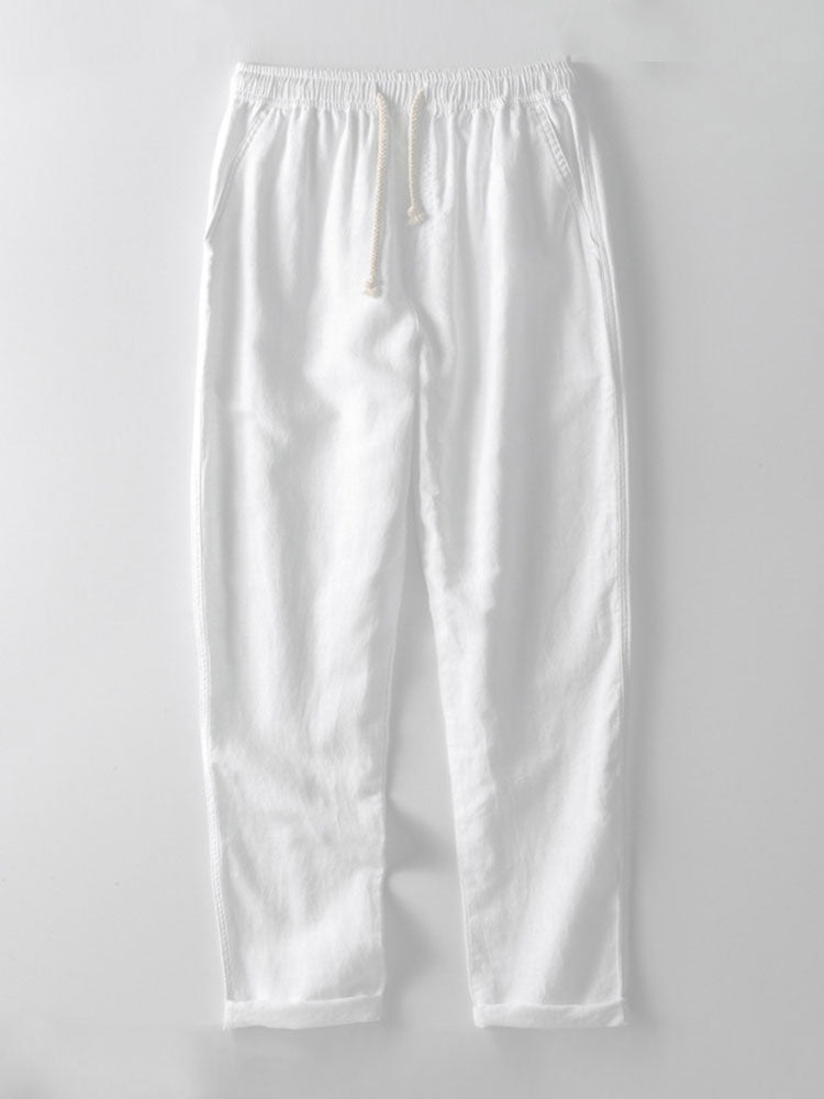 Linen rayon blend button up shirt and straight leg linen pants