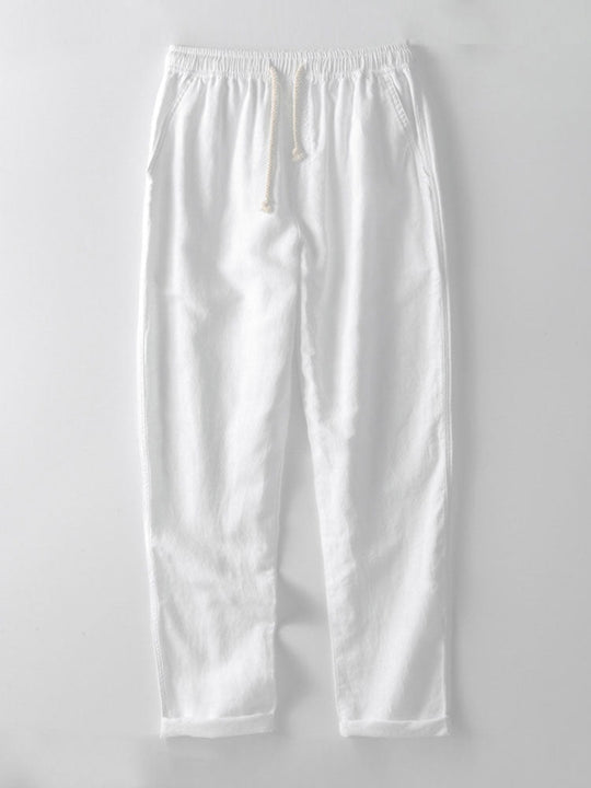 Linen rayon blend button up shirt and straight leg linen pants