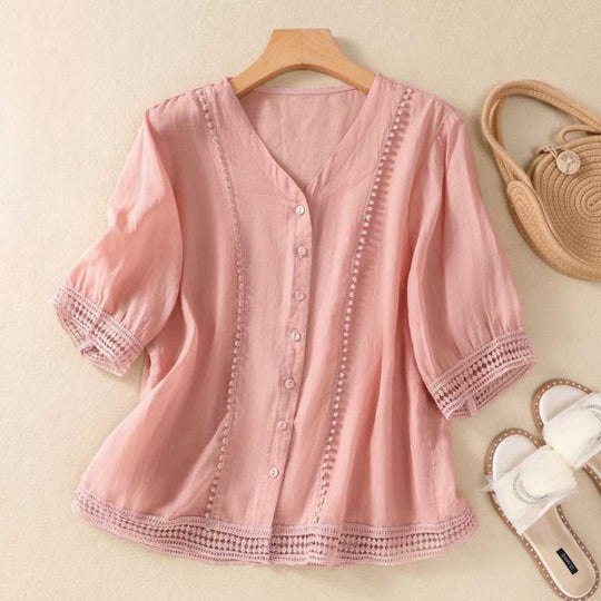 Laurienne™ | Buttoned Lace Blouse