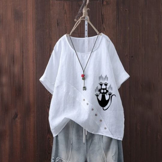 Catch the Cat Summer Blouse