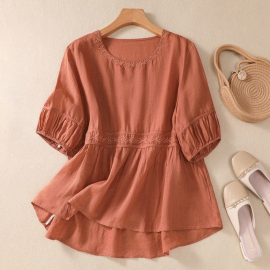 Laurienne™ | Embroidered Flared Blouse
