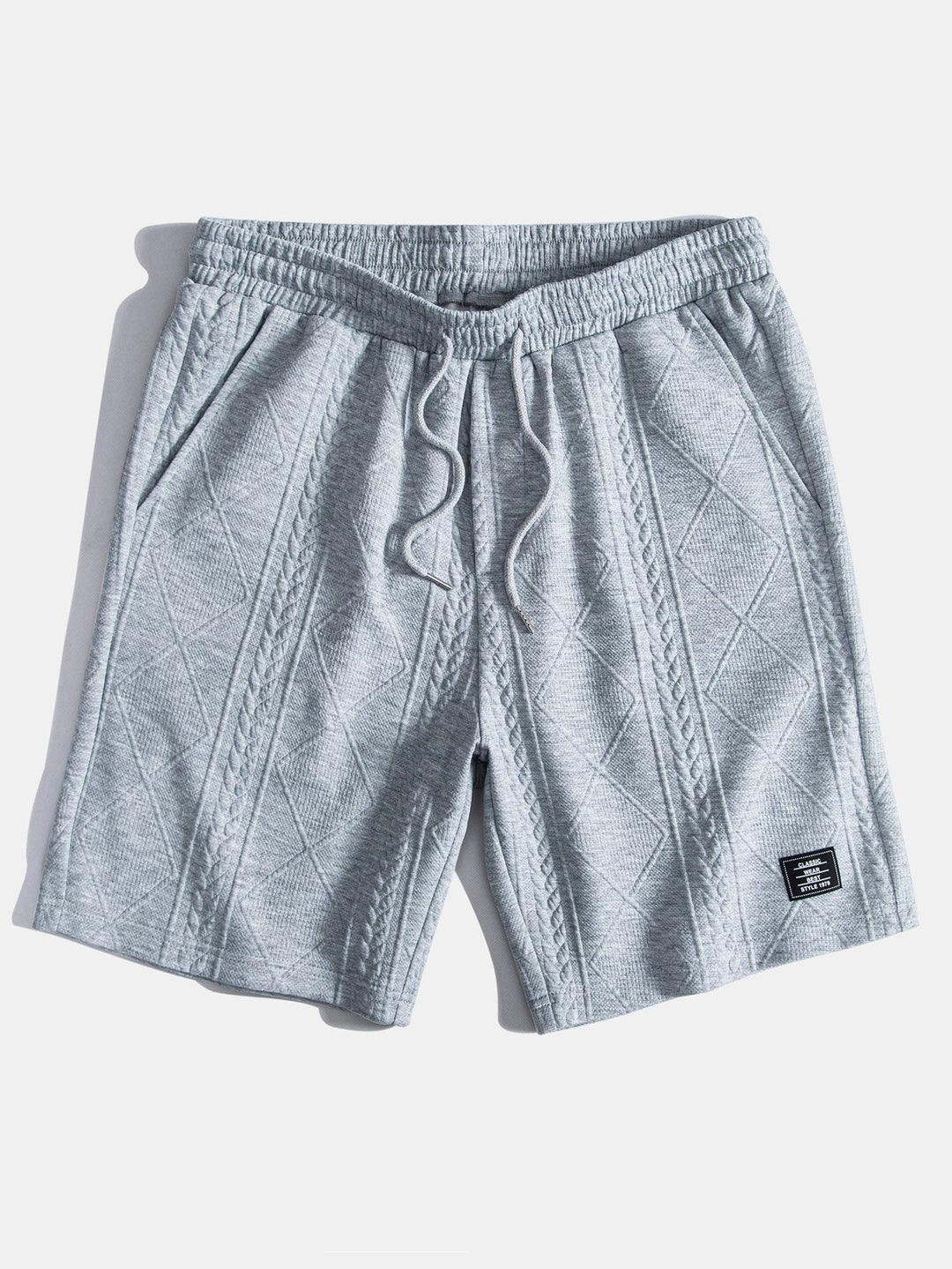 Short sleeve geometric jacquard bow hemT-Shirt& Shorts
