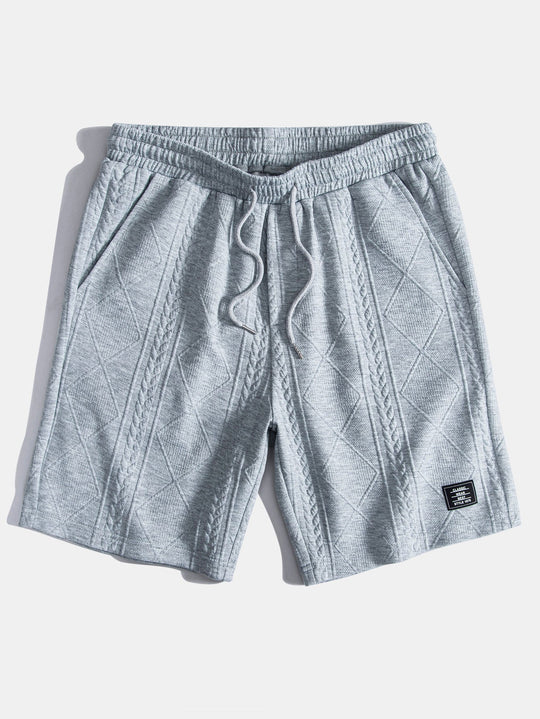 Short sleeve geometric jacquard bow hemT-Shirt& Shorts