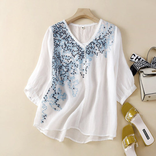 Laurienne™ | Embroidered V-Neck Tunic