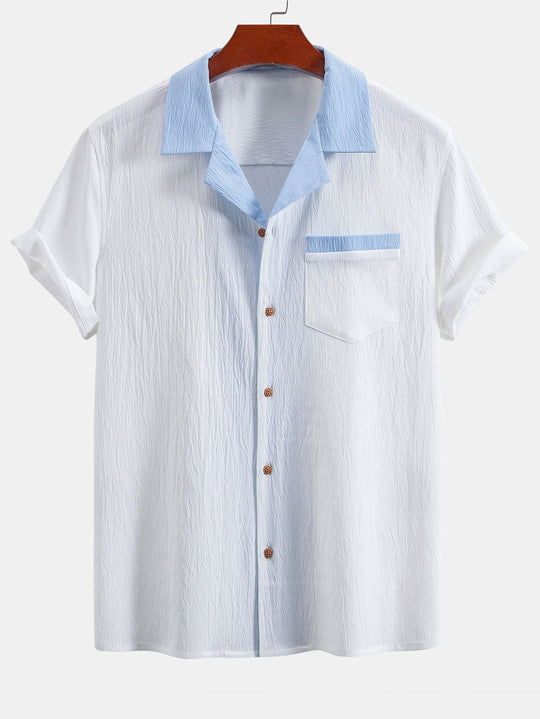 Text Red Contrasting Cuban Shirt
