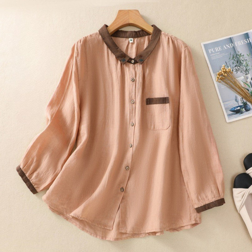 Laurienne™ | Contrasting Buttoned Blouse