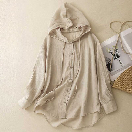 Laurienne™ | Hooded Button-Down Blouse