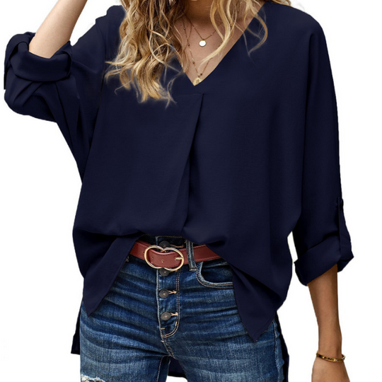 Long Sleeves V Neck Semi Formal Shirt