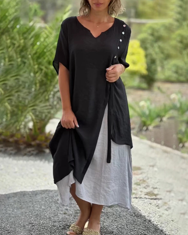 Velissa™ Asymmetrical Short-Sleeve Dress