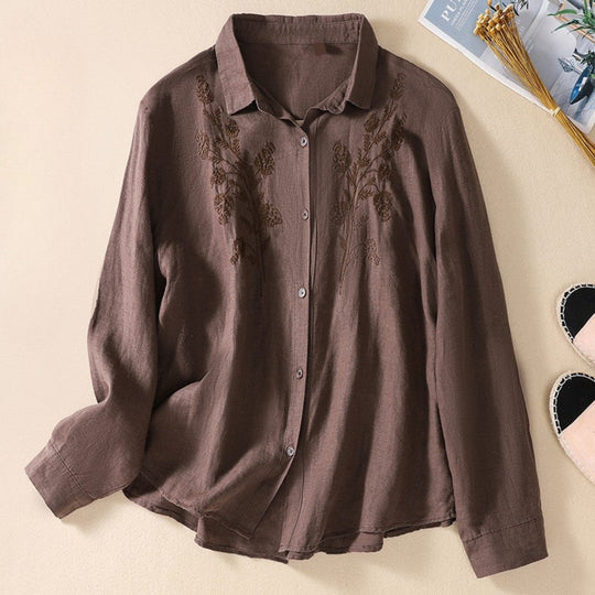 Laurienne™ | Embroidered Blouse with Classic Collar