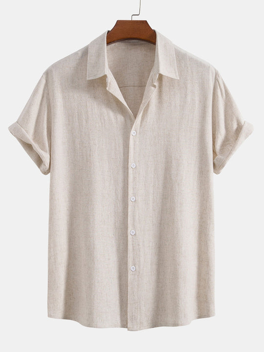 Linen rayon blend button up shirt and straight leg linen pants