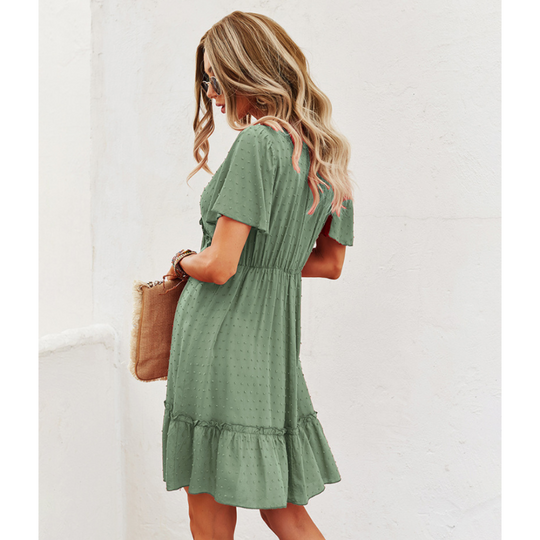 Boho Short-Sleeve Chiffon Dress