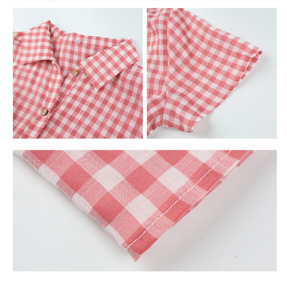 Women Buttoned Gingham Summer Dress