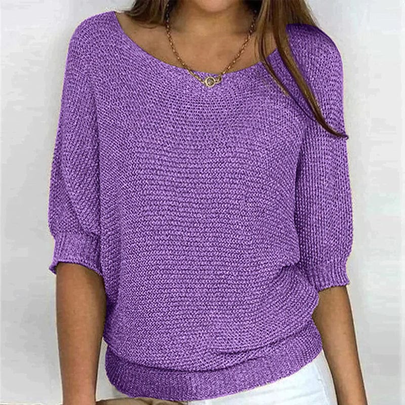 Milena™ Elegant Knit Sweater with half sleeves