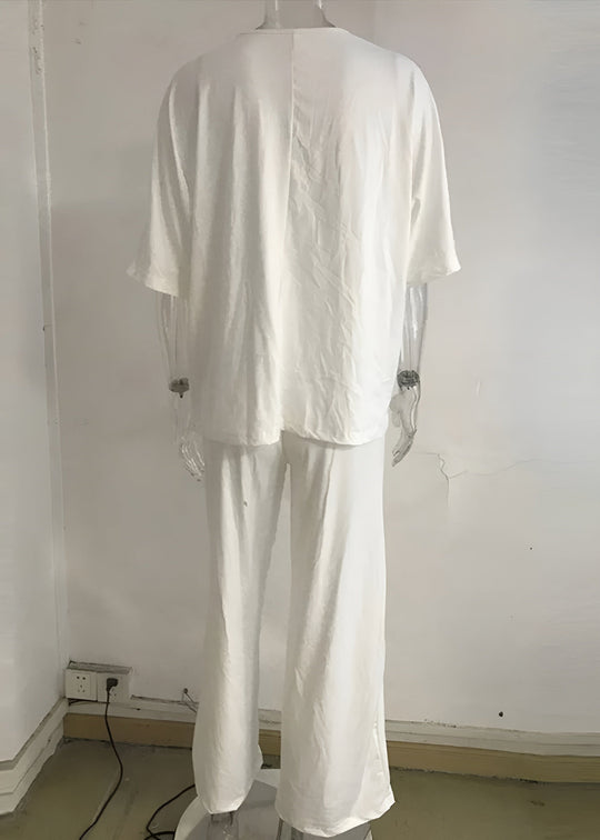 Fashionable Short Sleeve T Shirt And Straight Pant Set