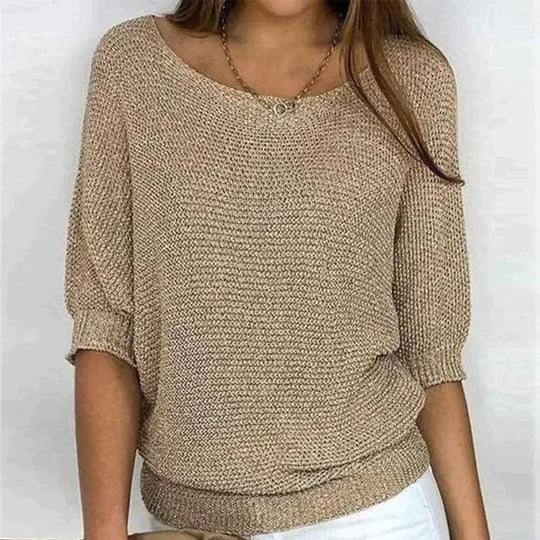 Milena™ Elegant Knit Sweater with half sleeves