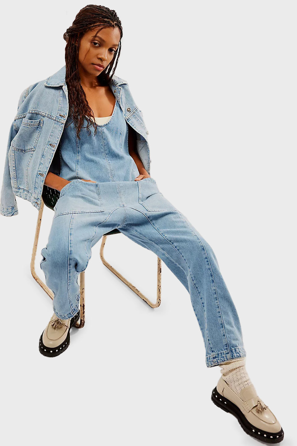 Denim Jumpsuit With Pockets