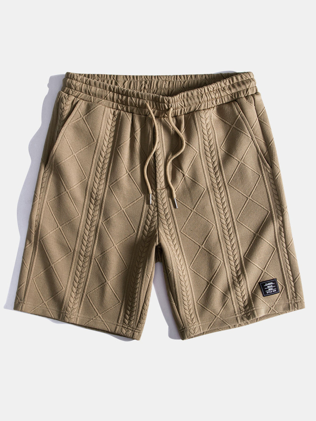 Short sleeve geometric jacquard bow hemT-Shirt& Shorts
