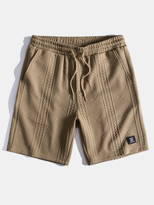 Short sleeve geometric jacquard bow hemT-Shirt& Shorts