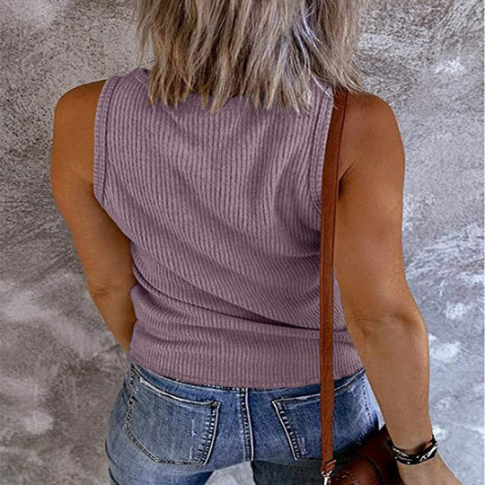 V Neck Sleeves Less Top