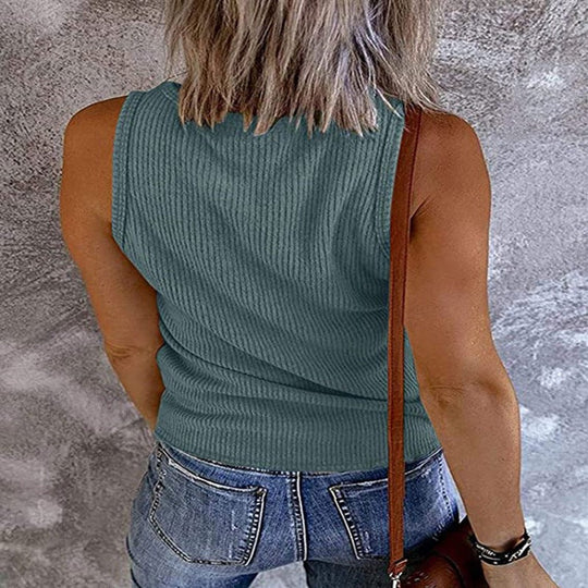 V Neck Sleeves Less Top