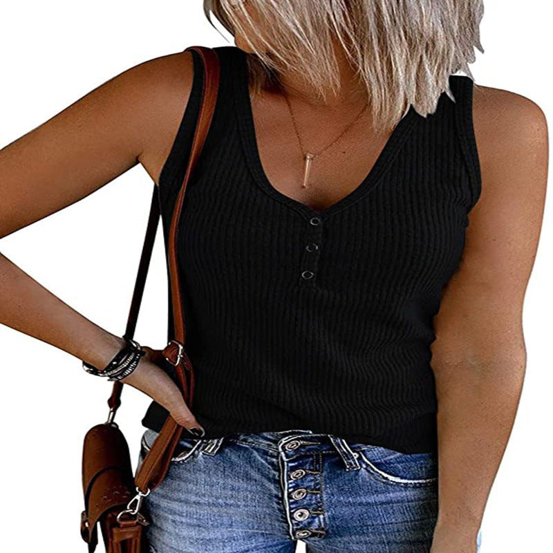 V Neck Sleeves Less Top