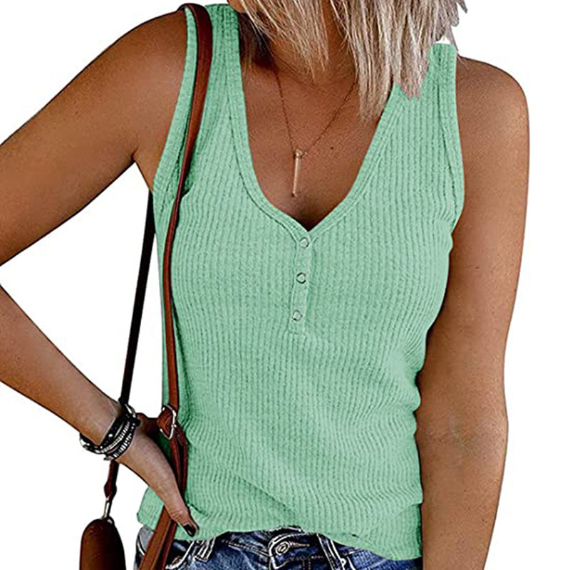 V Neck Sleeves Less Top