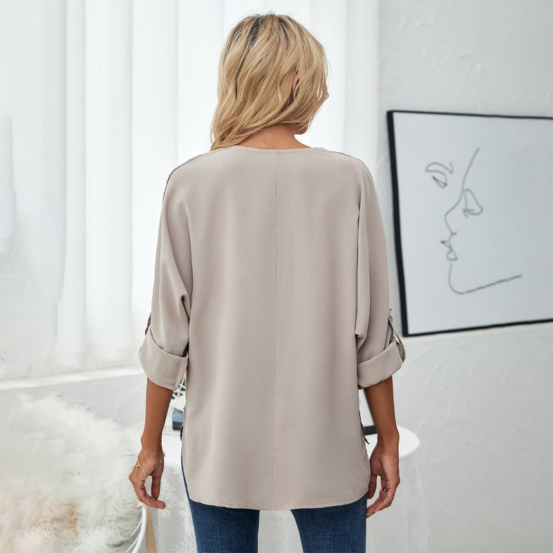Long Sleeves V Neck Semi Formal Shirt