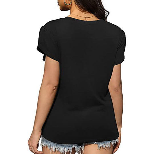 Ruffled Cross Hem Flounce Sleeves Blouse
