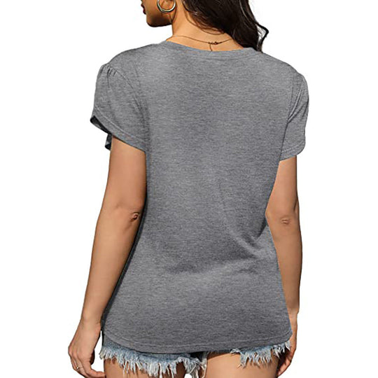 Cross Flounce Hem Short Sleeves Blouse
