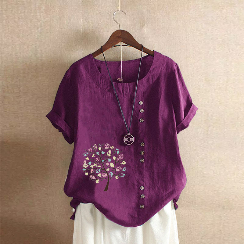Vena™ Vintage Blouse With Tree Print