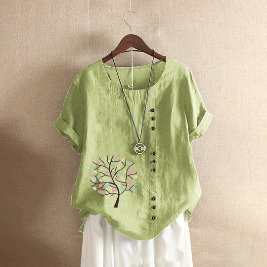 Vena™ Vintage Blouse With Tree Print