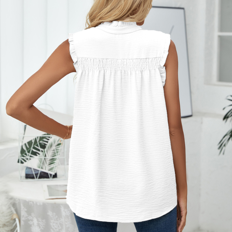 Semi-Casual Sleeveless Meridian Collar Blouse