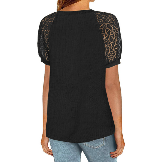 Laced Short Sleeves Blouse