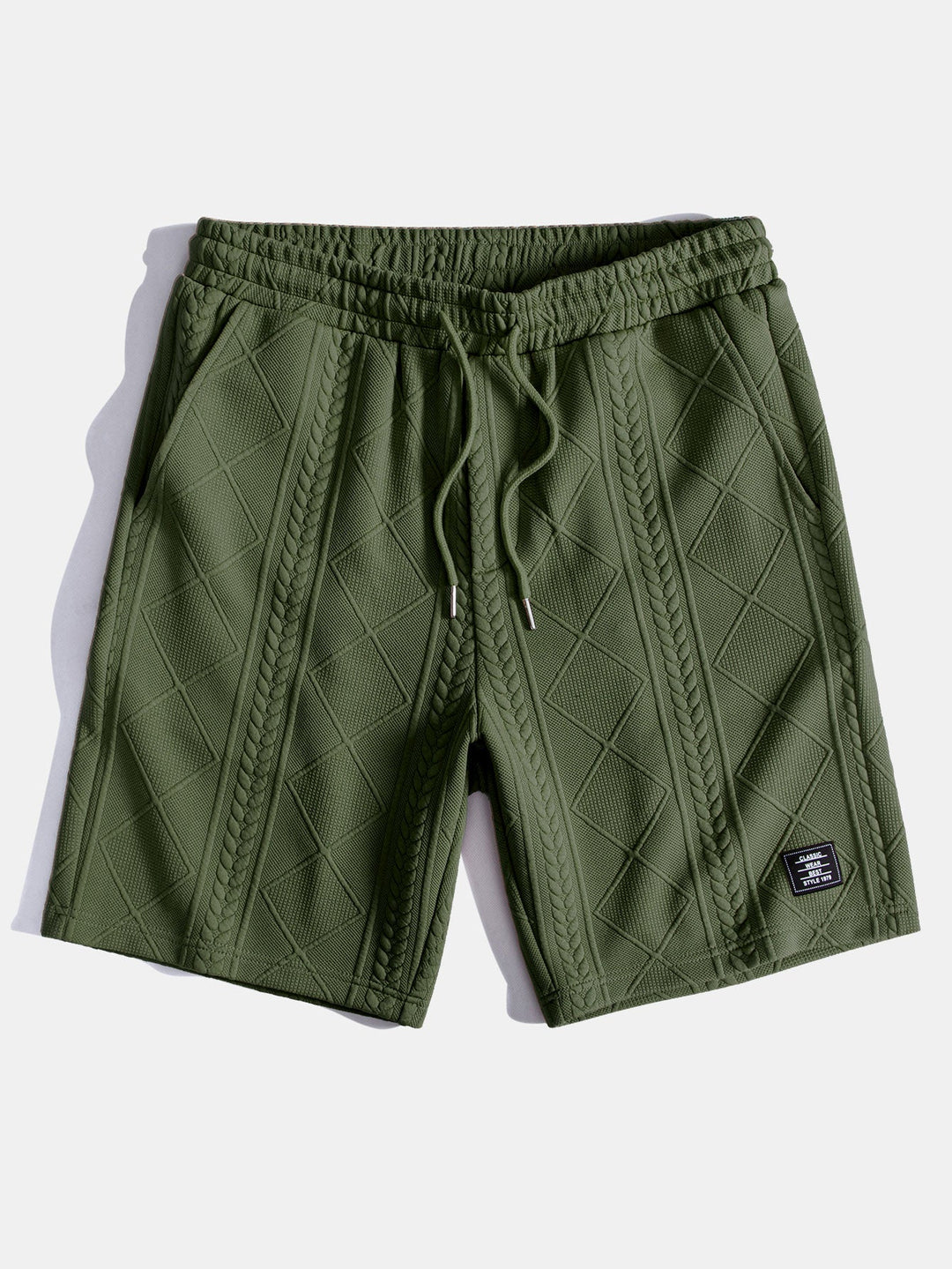 Short sleeve geometric jacquard bow hemT-Shirt& Shorts