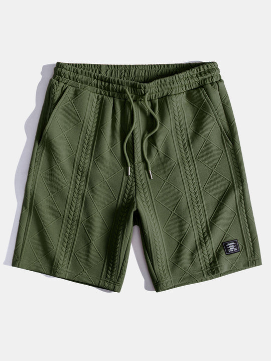 Short sleeve geometric jacquard bow hemT-Shirt& Shorts