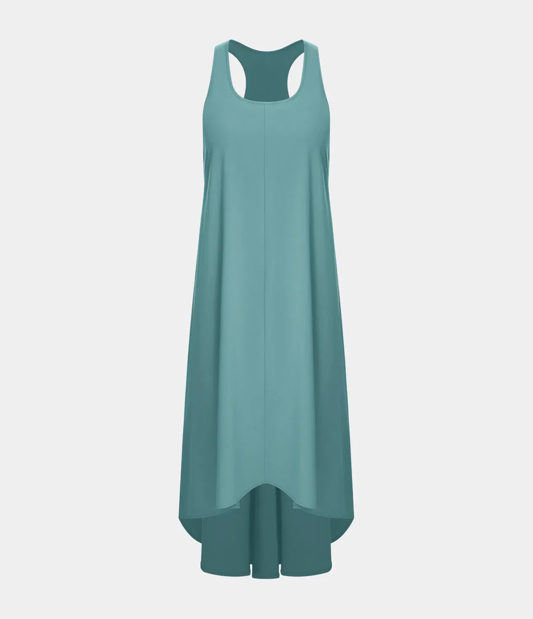 Midi Casual Dress With Backless Racerback And Side Pocket
