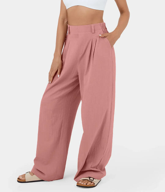 Flowy Solid Palazzo Pants With Side Pockets