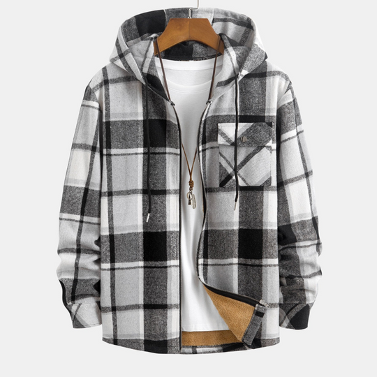 Laurent™ - Teddy-lined flannel hooded shirt