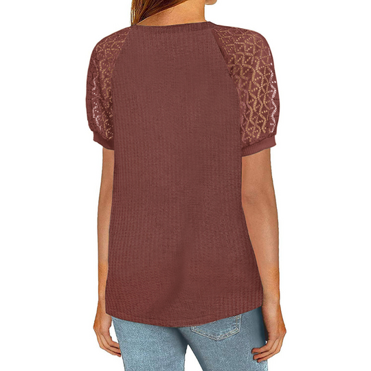 Laced Short Sleeves Blouse