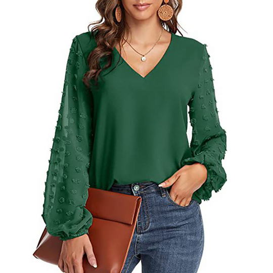 Long Dots Sleeves Blouse
