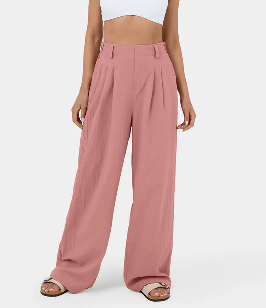 Flowy Solid Palazzo Pants With Side Pockets