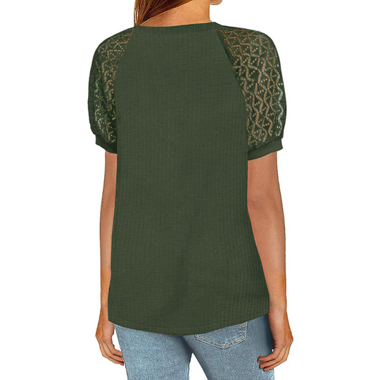 Laced Short Sleeves Blouse