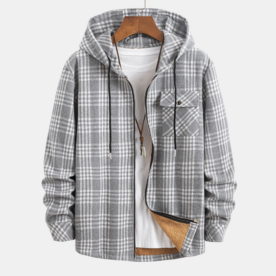 Laurent™ - Teddy-lined flannel hooded shirt