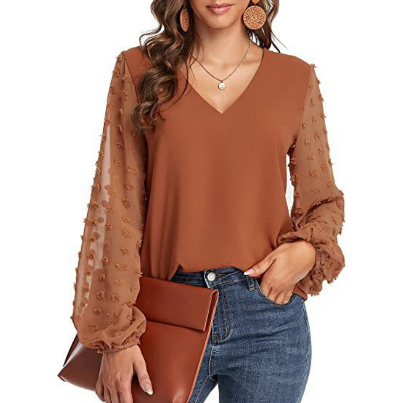 Long Dots Sleeves Blouse