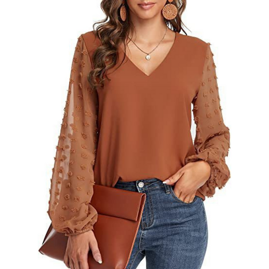 Long Dots Sleeves Blouse