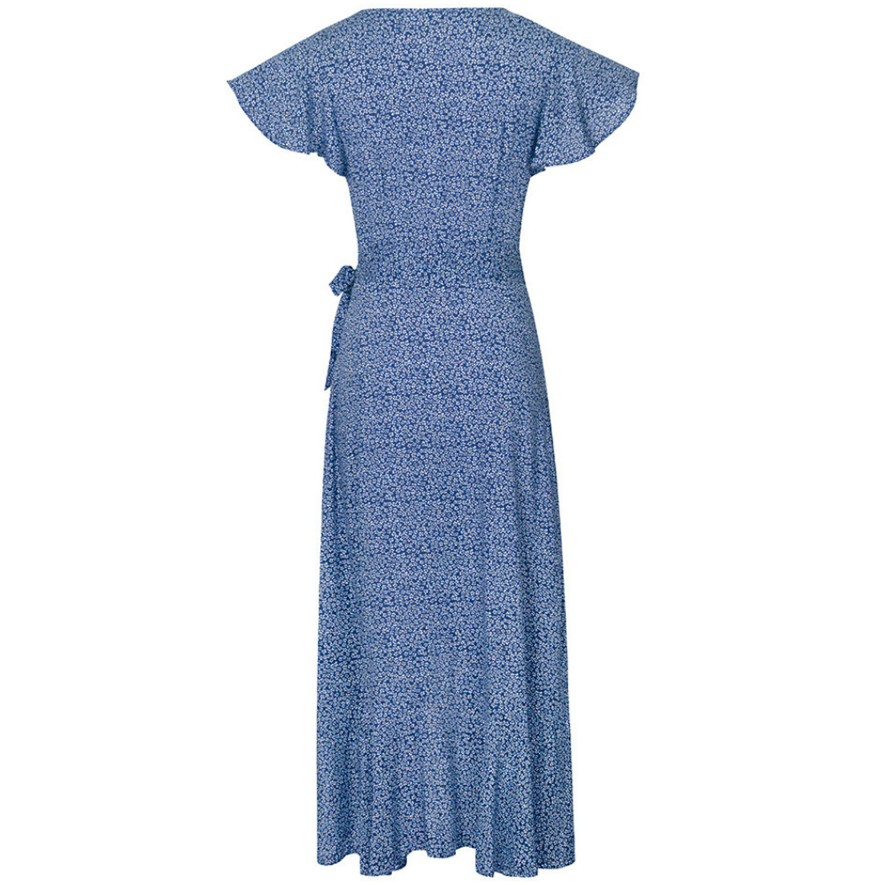 Wrapped Around Ruffled Boho Floral Print Maxi Dress