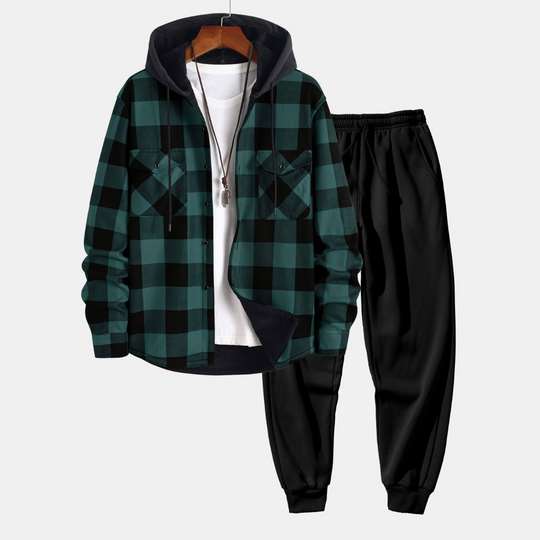 Laurent™ - Flannel Hooded Shirt & Jogging Pants