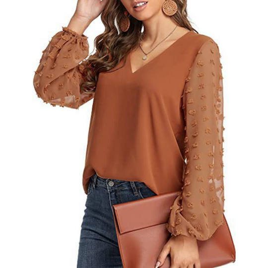 Long Dots Sleeves Blouse