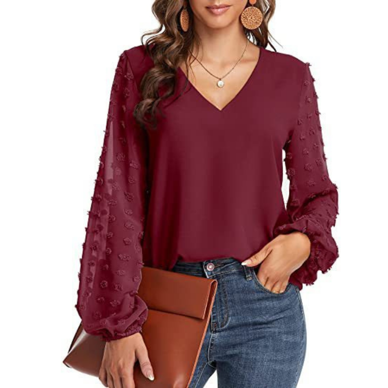 Long Dots Sleeves Blouse